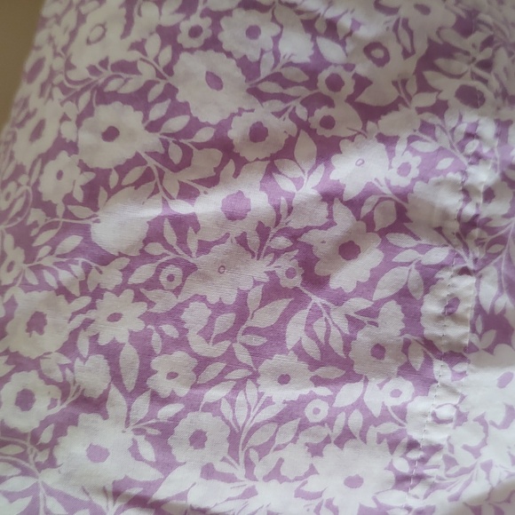 LL Bean floral ruffle lavender and white XL blouse - Picture 4 of 4